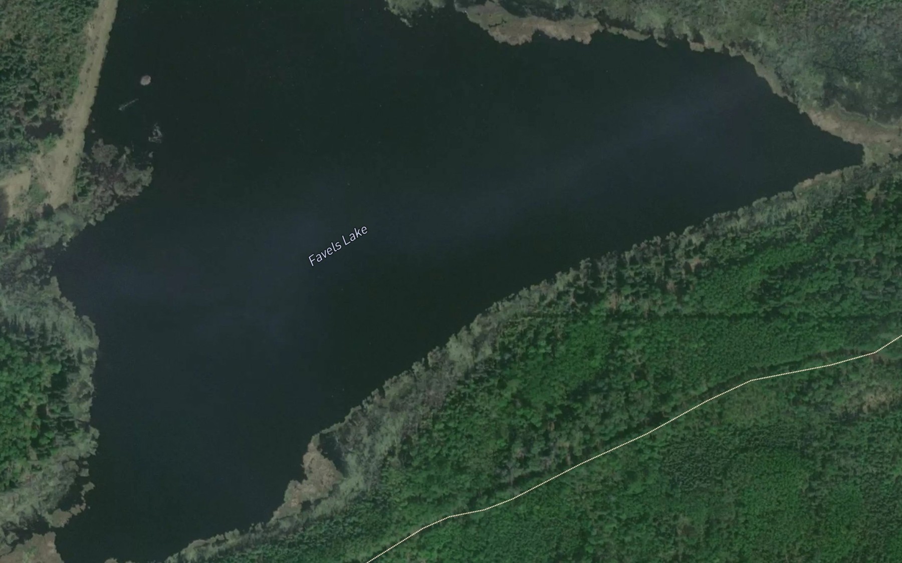 Satellite map of the Favels Lake