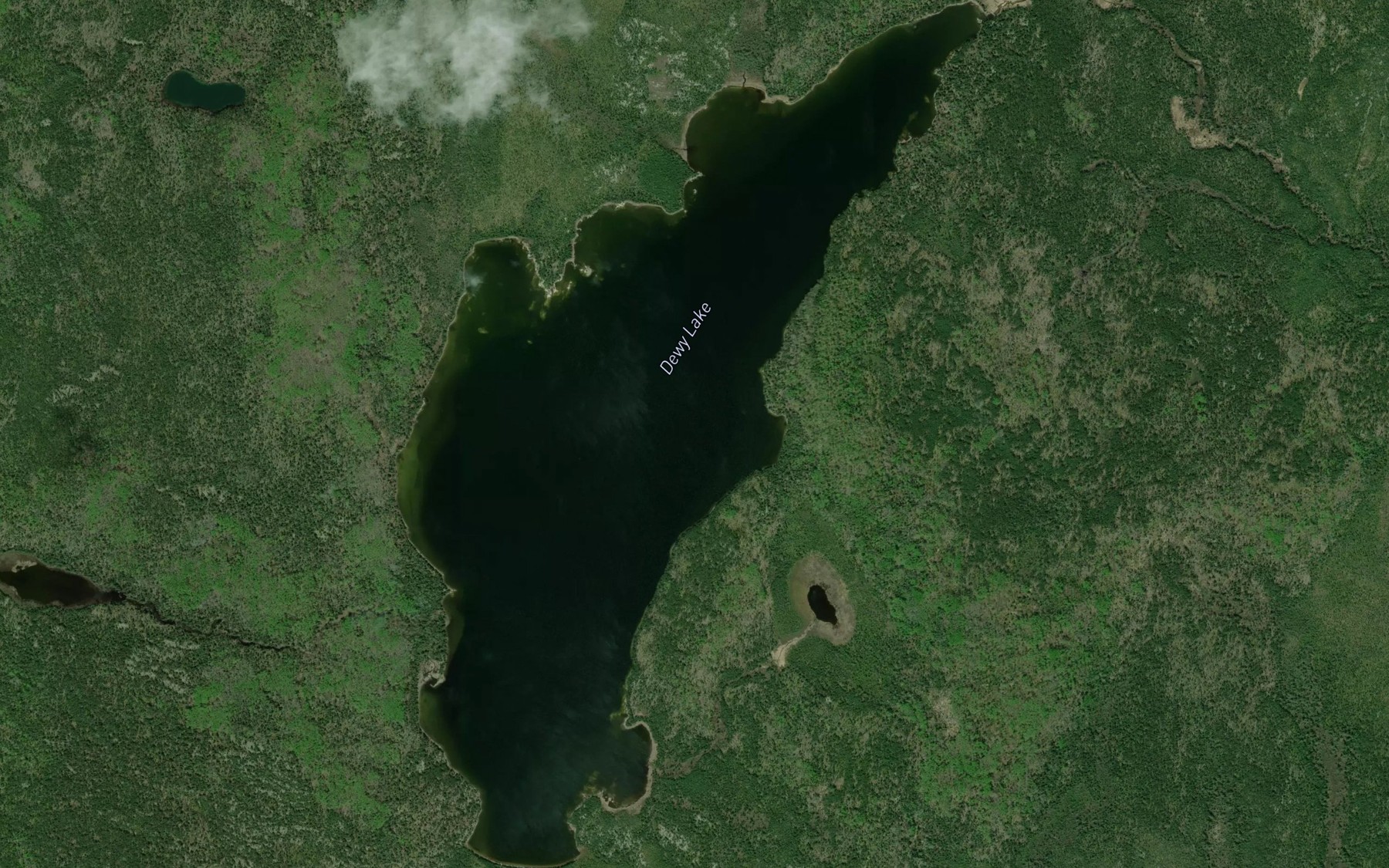 Satellite map of the Dewy Lake
