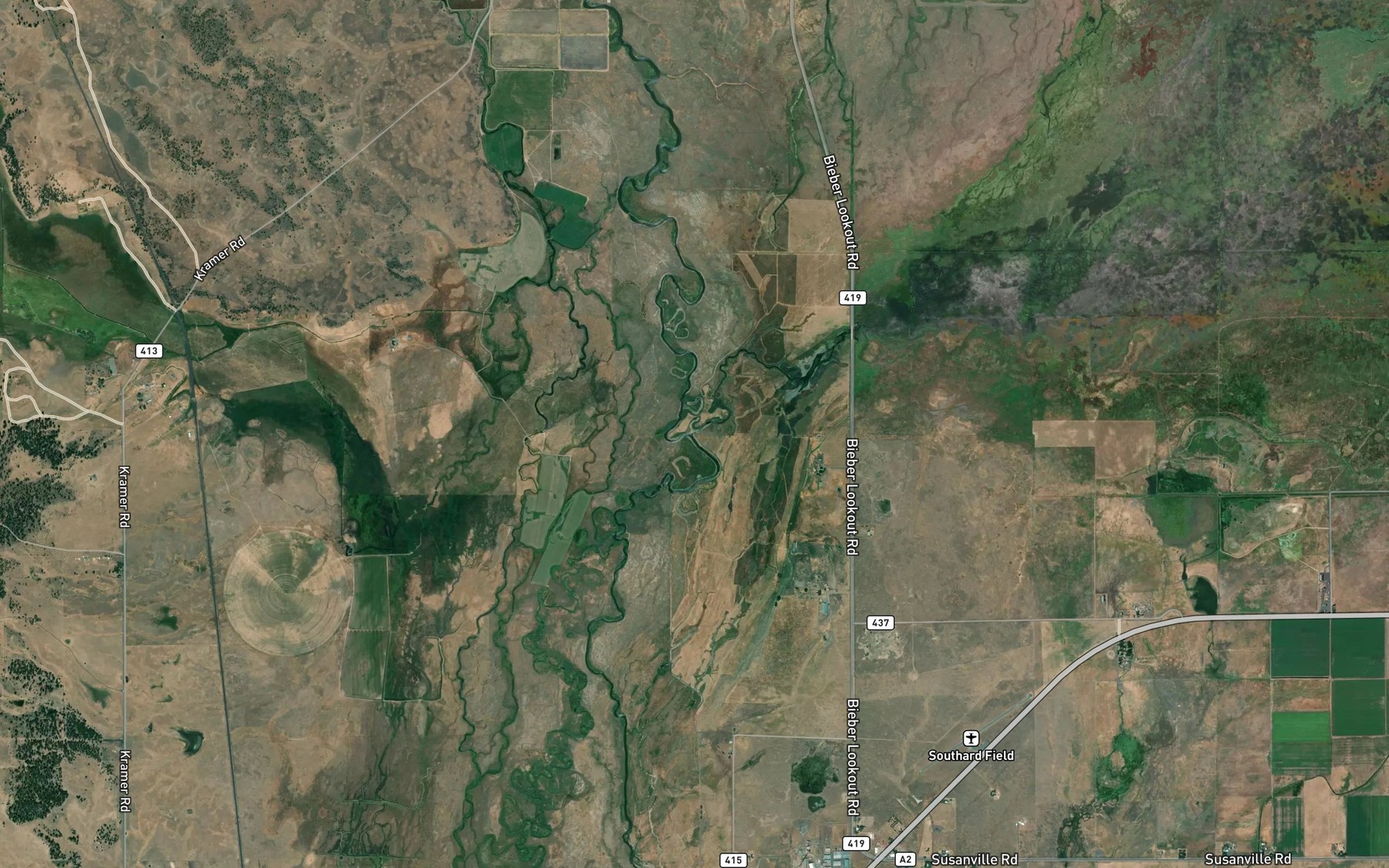 Satellite map of the Ash Creek