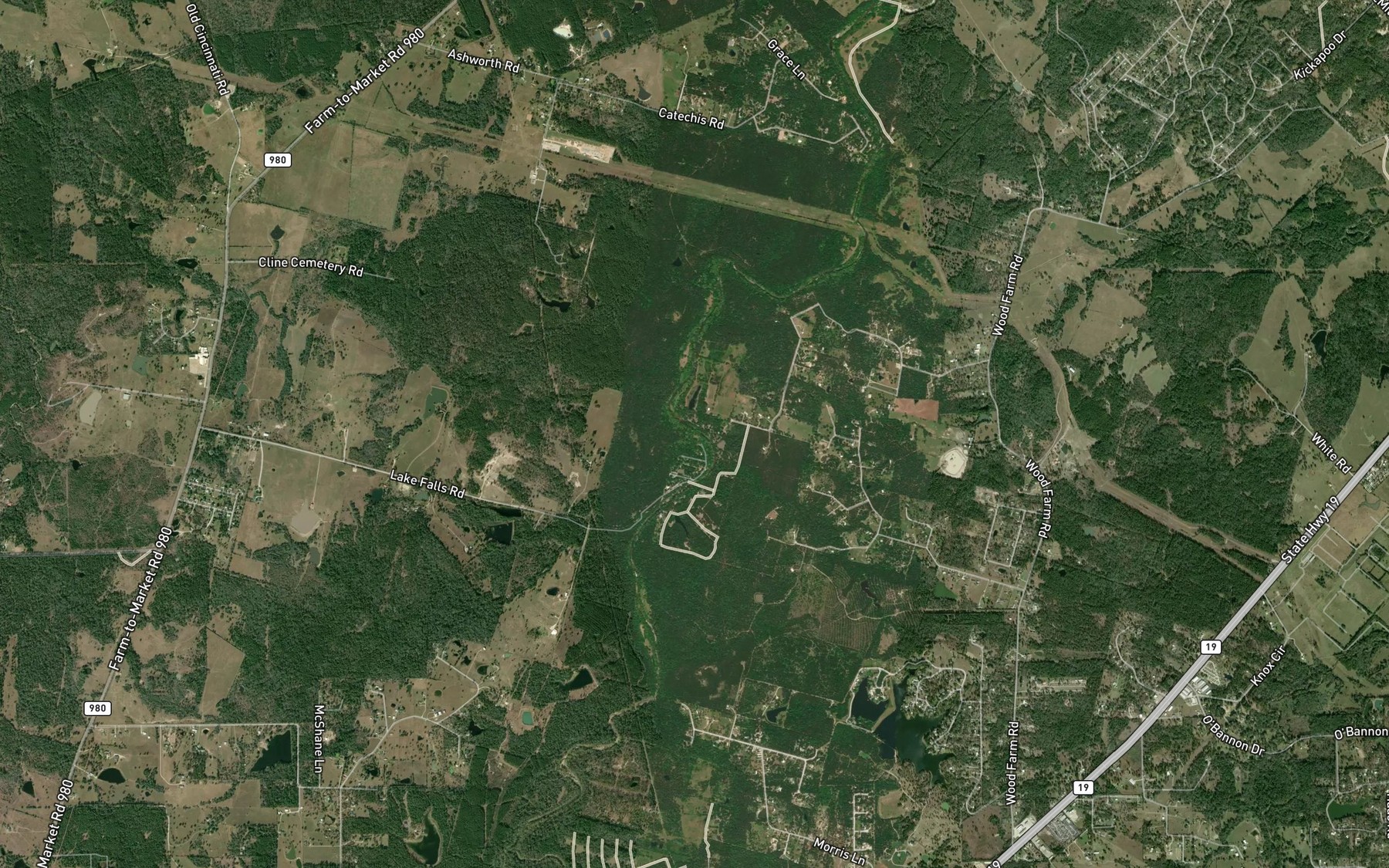Satellite map of the Cedar Creek