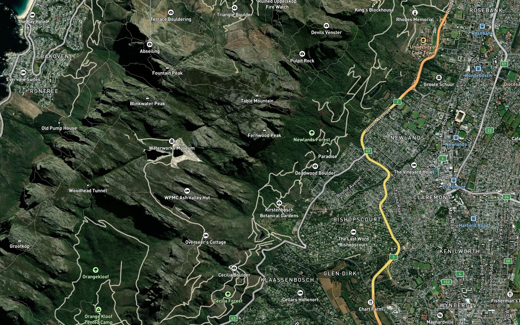 Satellite map of the Window Gorge