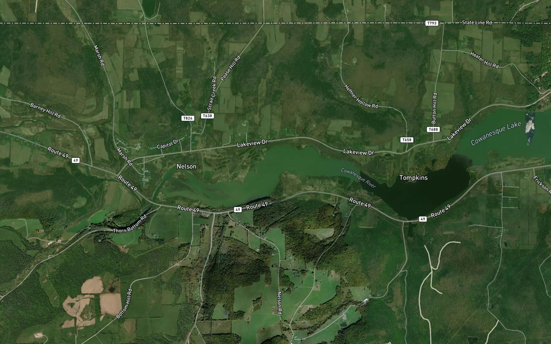 Satellite map of the Strait Creek