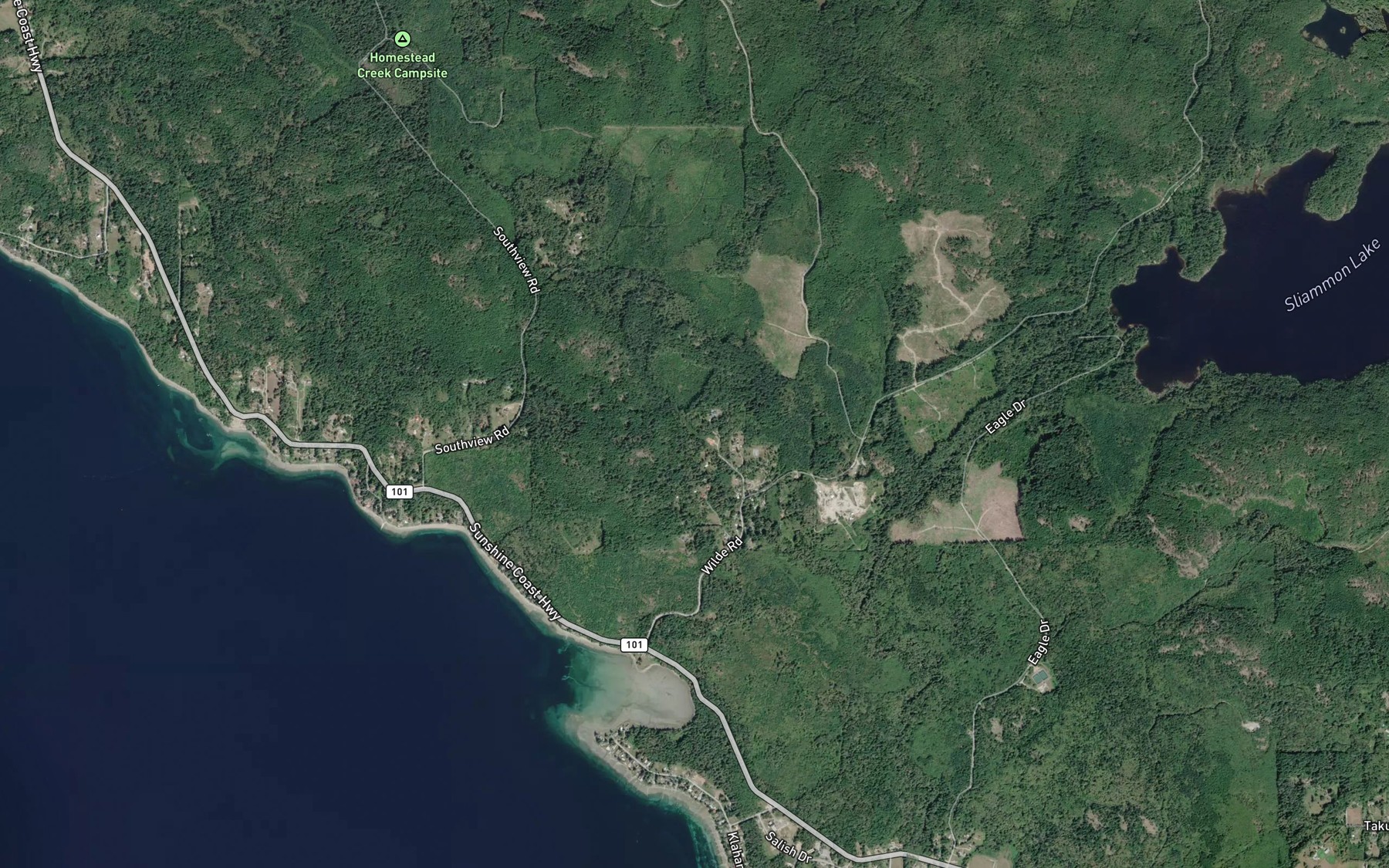 Satellite map of the Wilde Creek