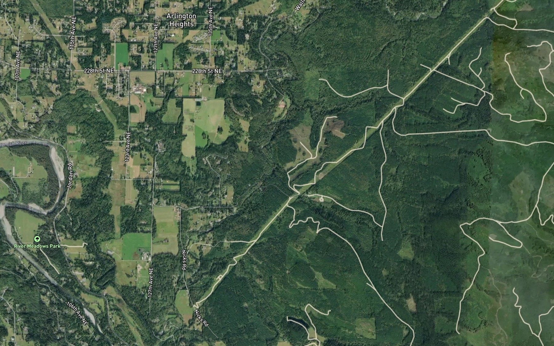 Satellite map of the Bear Creek