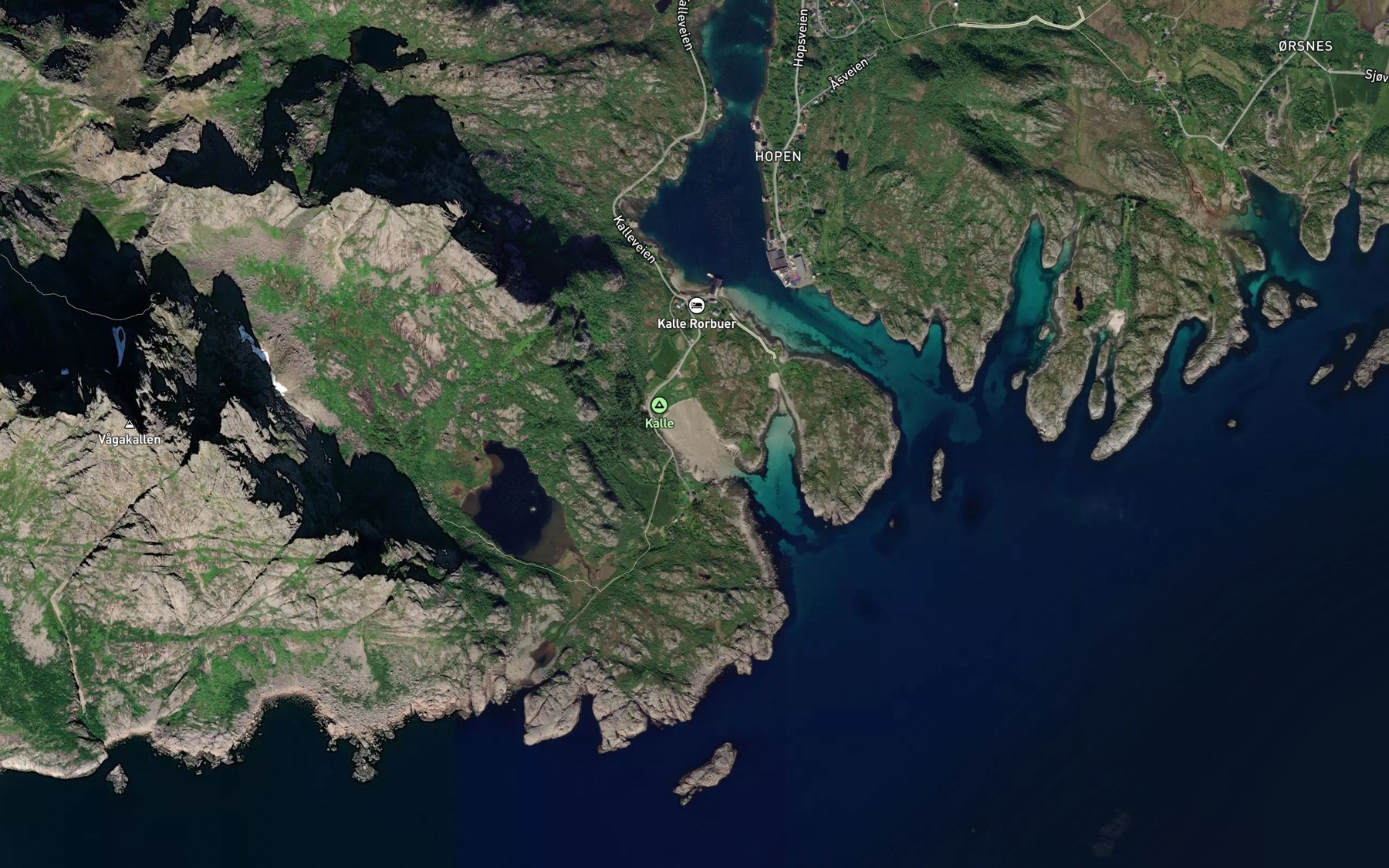 Satellite map of the Kallebukta