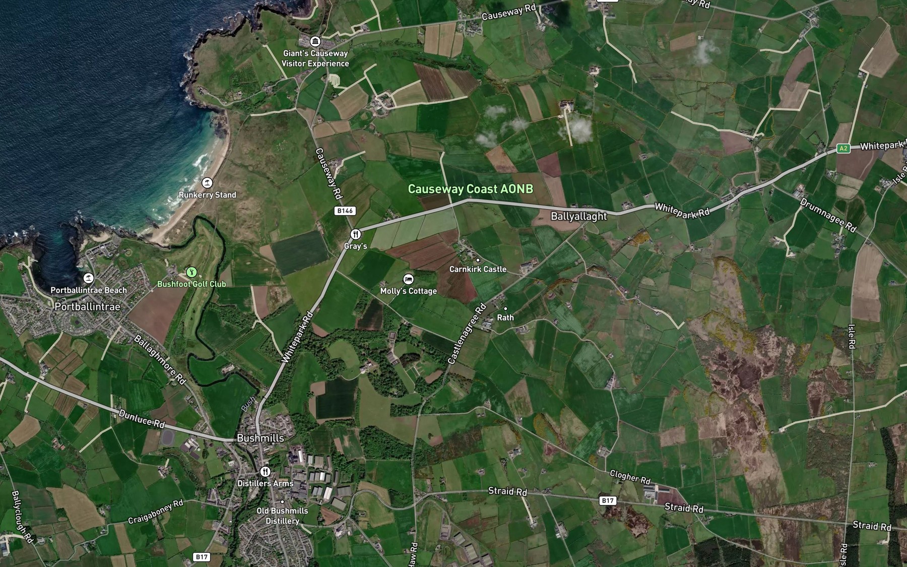 Satellite map of the Bush River