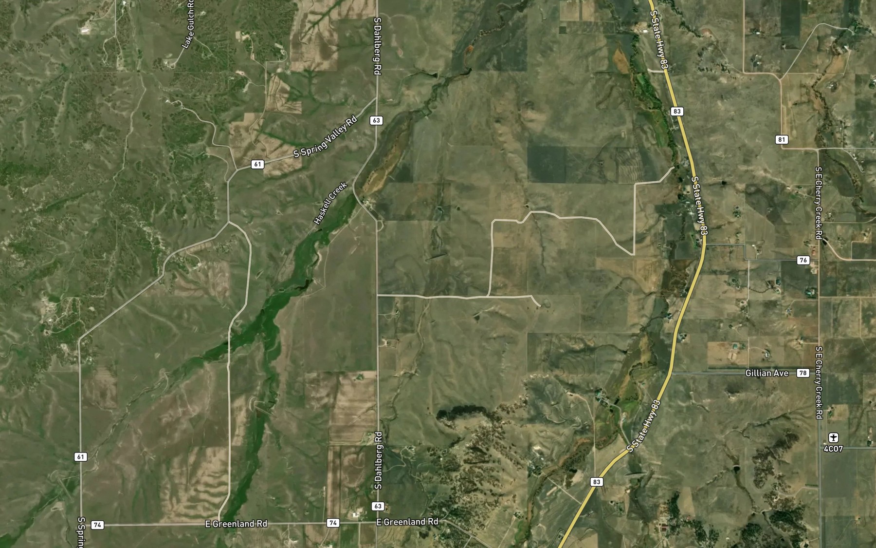 Satellite map of the Franktown Parker FPA-2 Reservoir