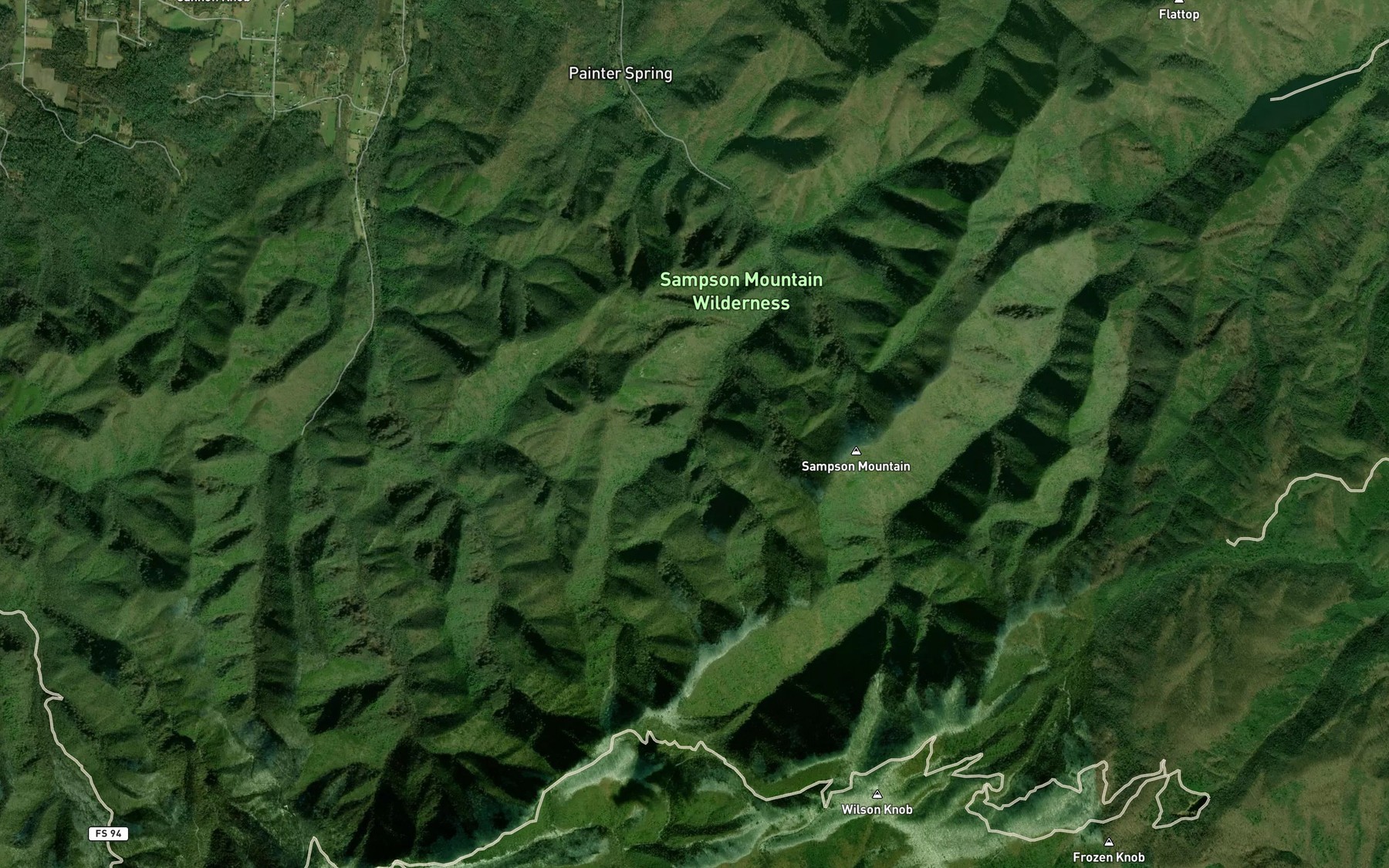 Satellite map of the South Fork Painter Creek