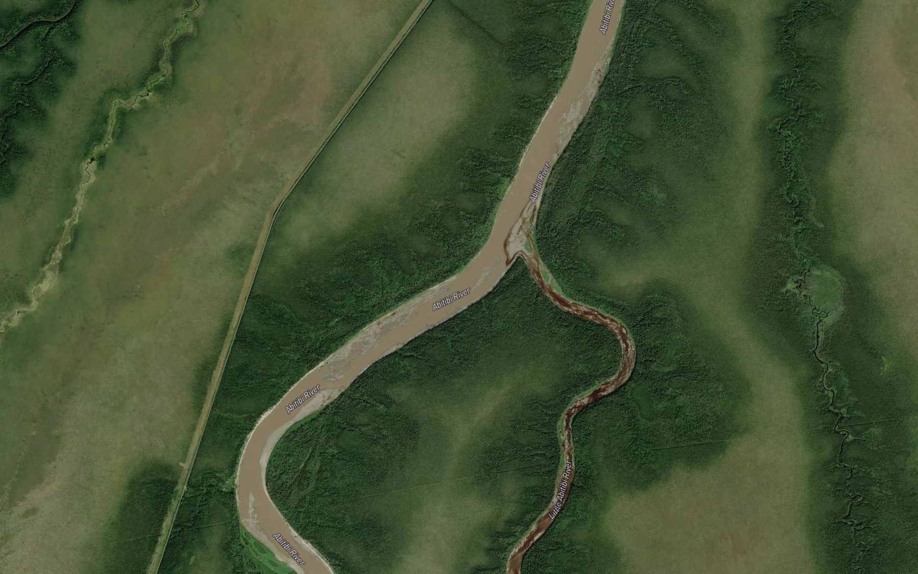 Satellite map of the Little Abitibi River