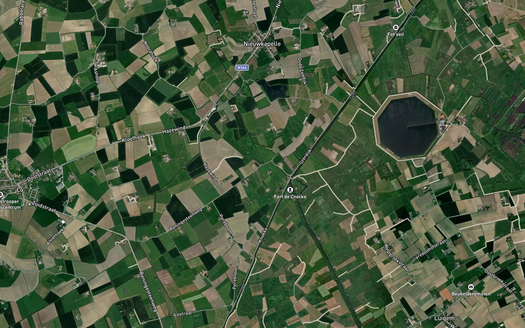 Satellite map of the Ieperlee