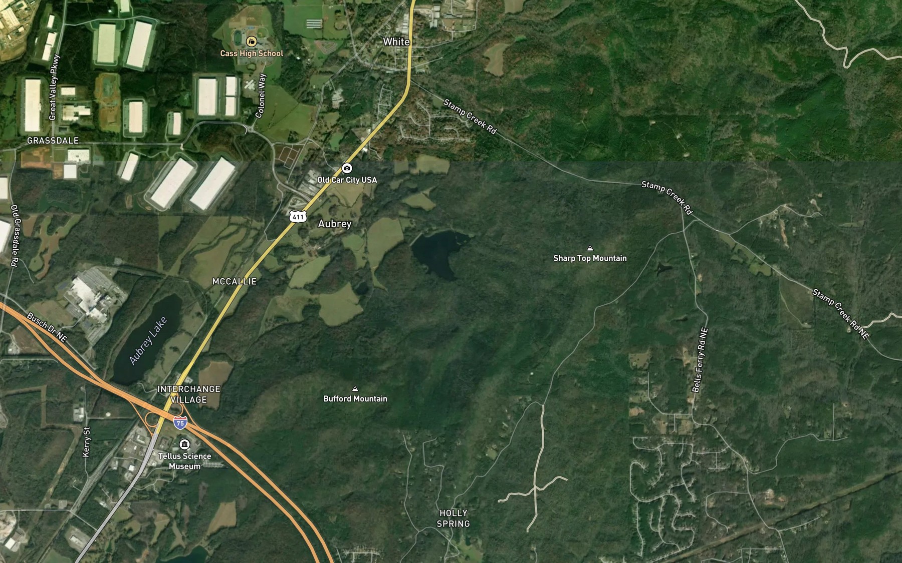 Satellite map of the Wildcat Branch