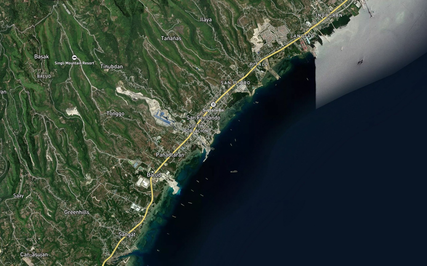 Satellite map of the Sangi Creek