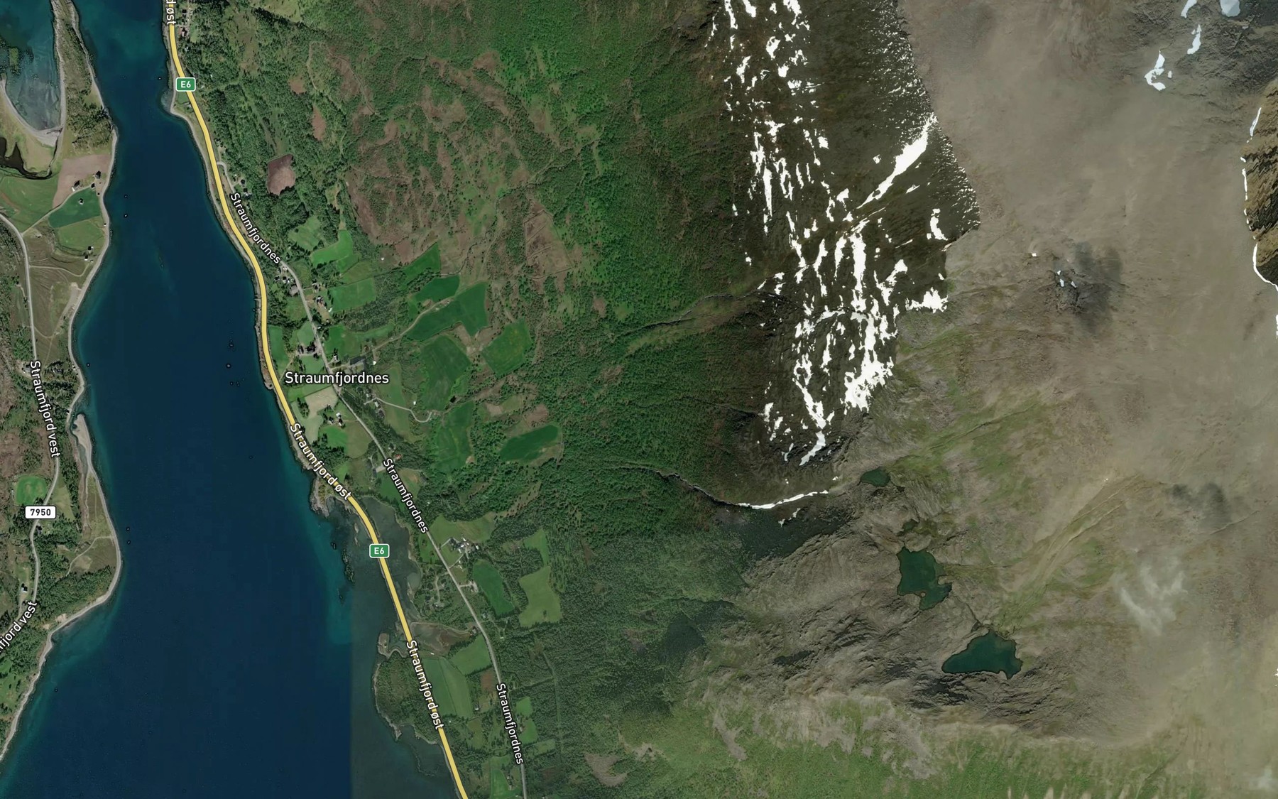 Satellite map of the Innervalelva