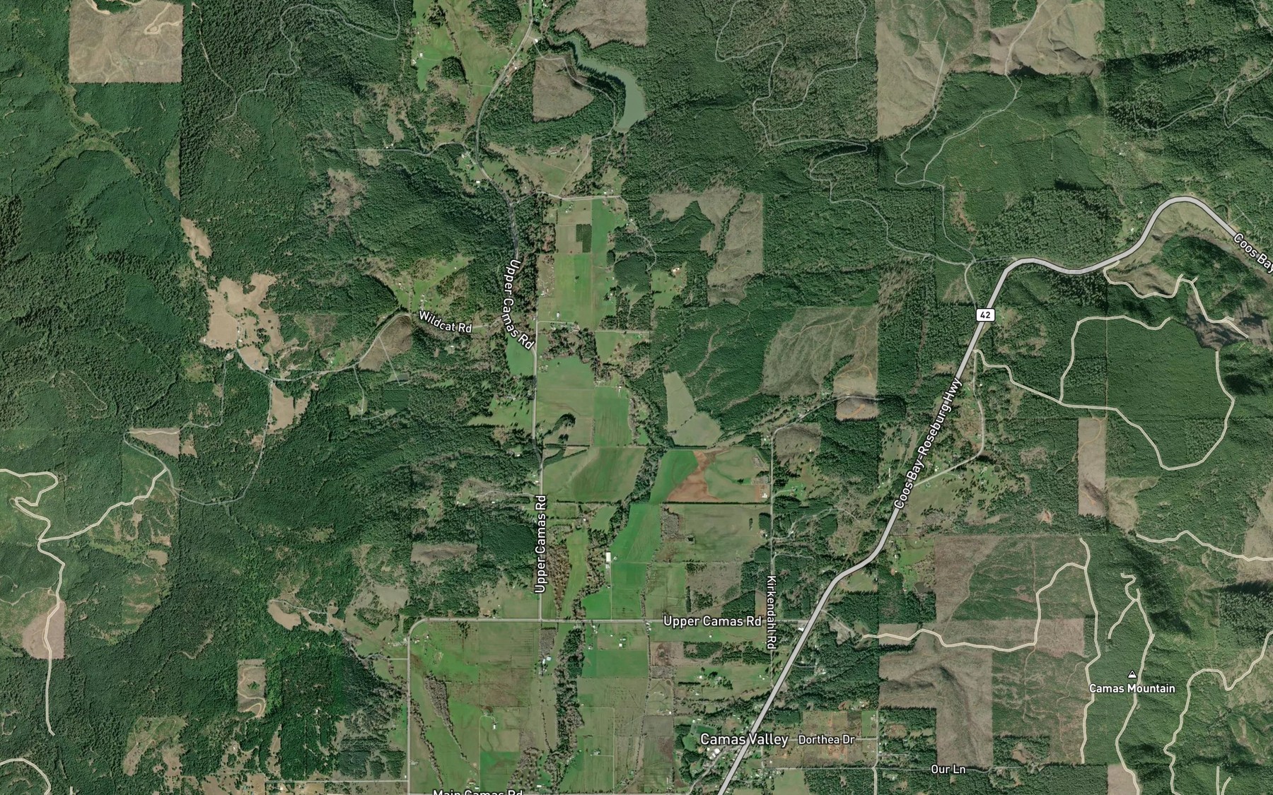 Satellite map of the Bar Creek