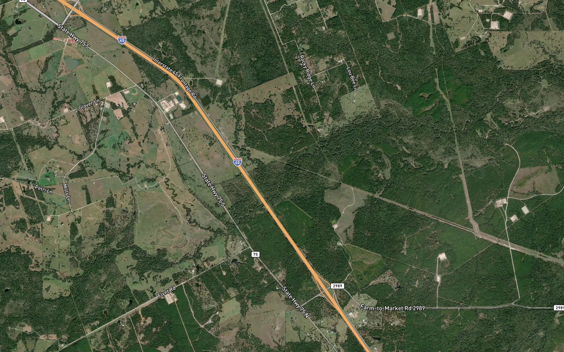 Satellite map of the Pooles Creek