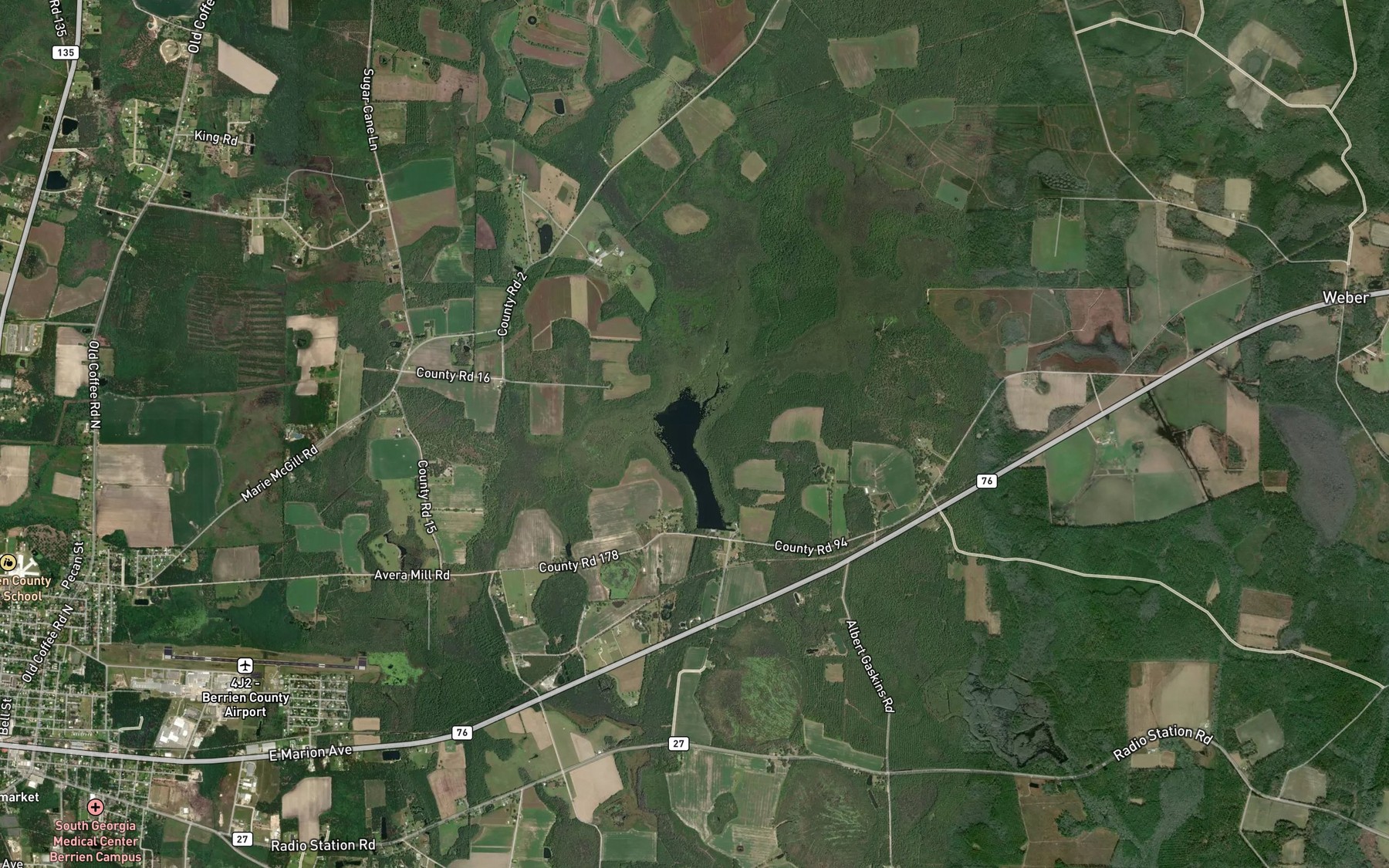 Satellite map of the Averys Millpond