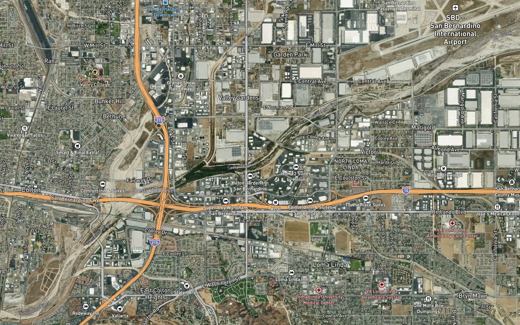 Satellite map of the Santa Ana River Floodway
