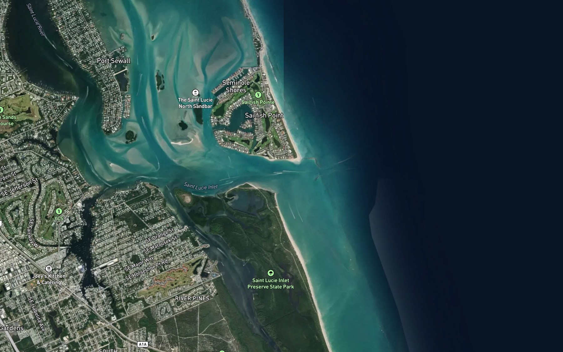 Satellite map of the Saint Lucie Inlet