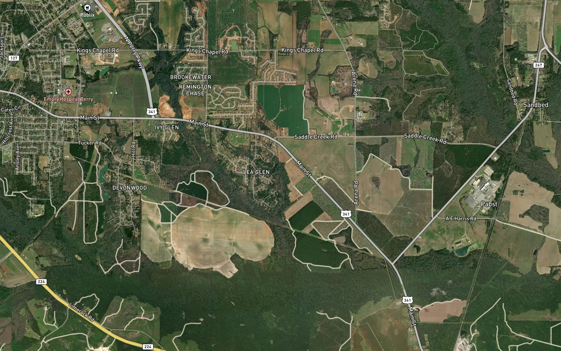 Satellite map of the Mullins Lake