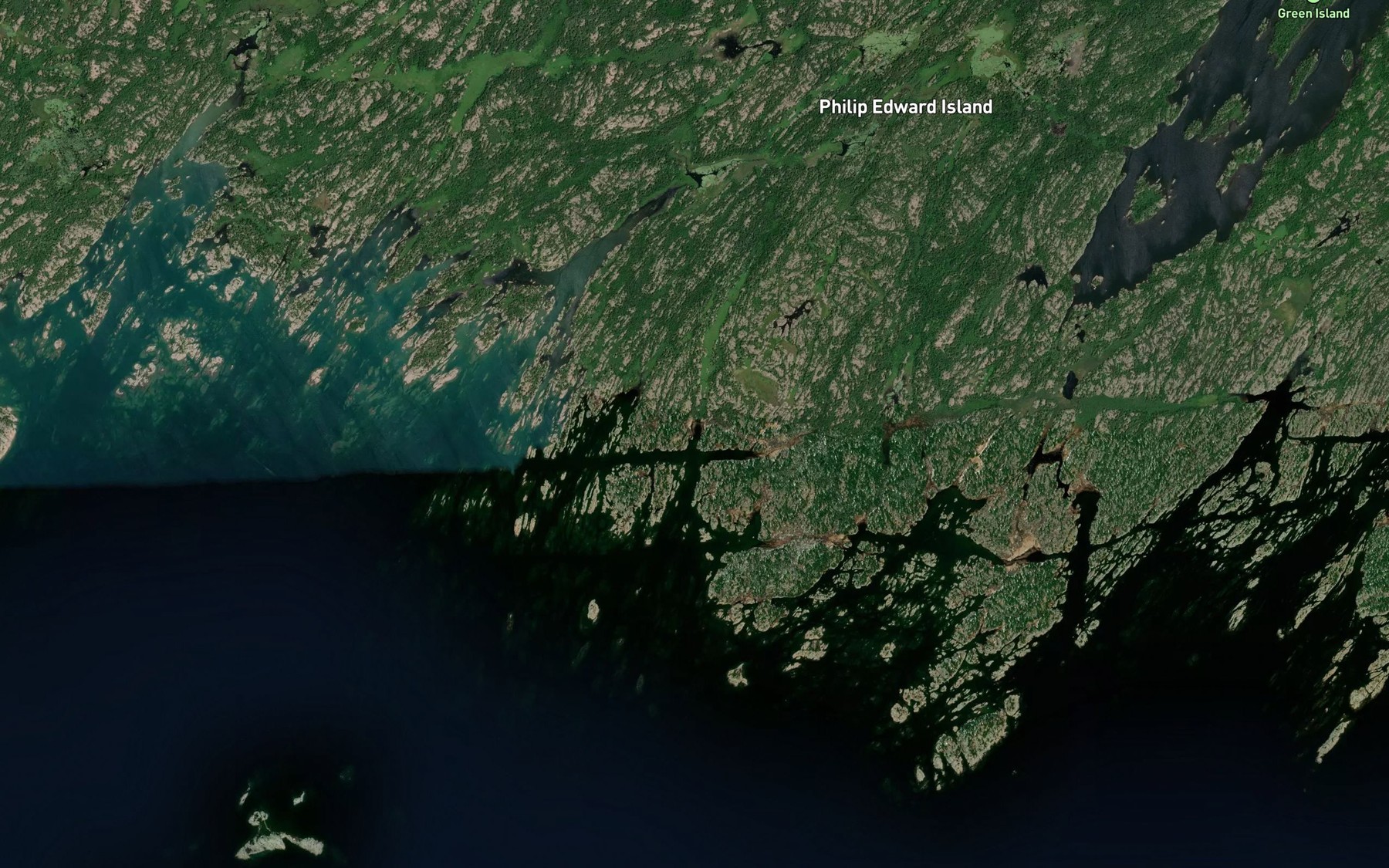 Satellite map of the Silver Island Channel
