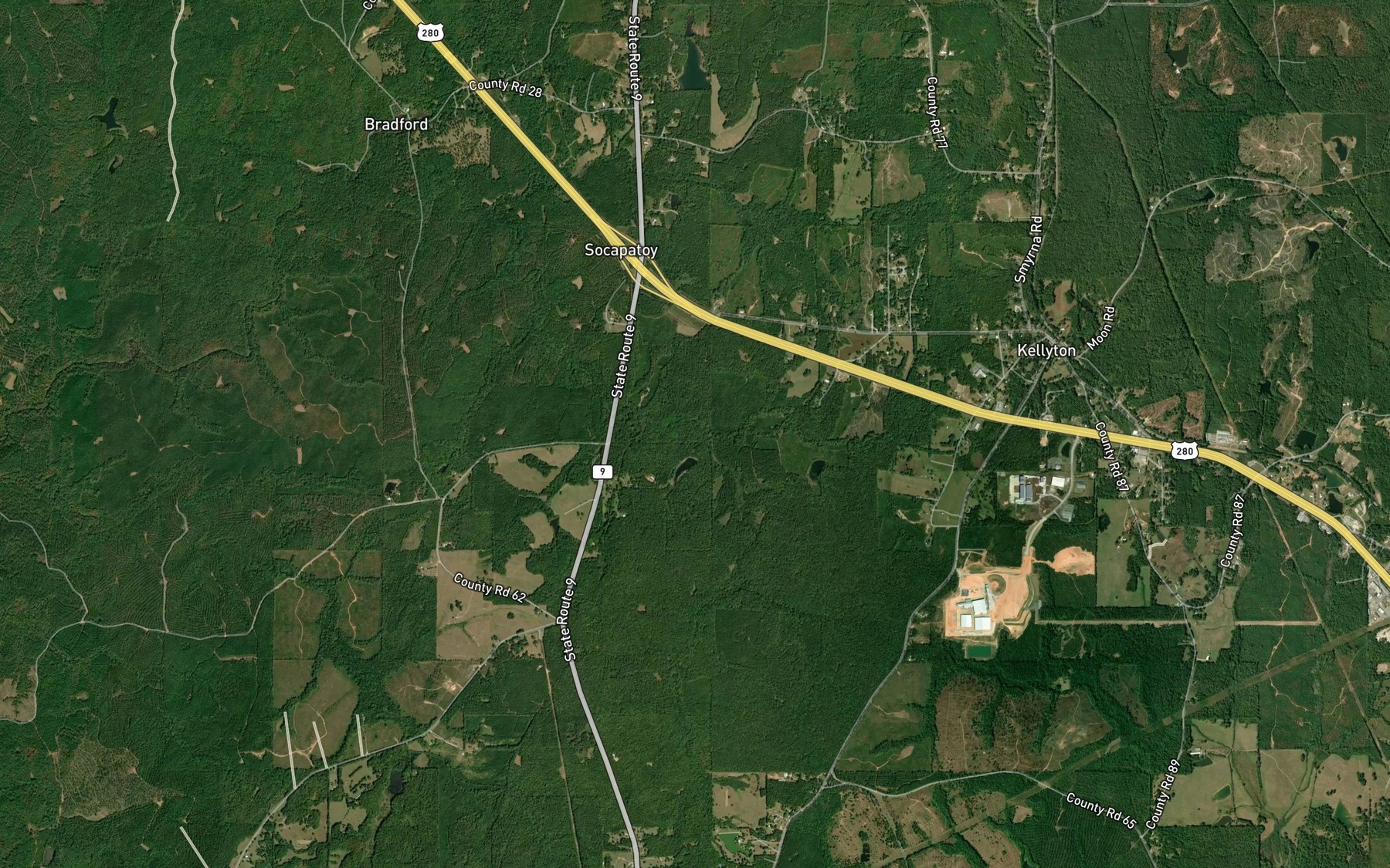 Satellite map of the Cat Creek