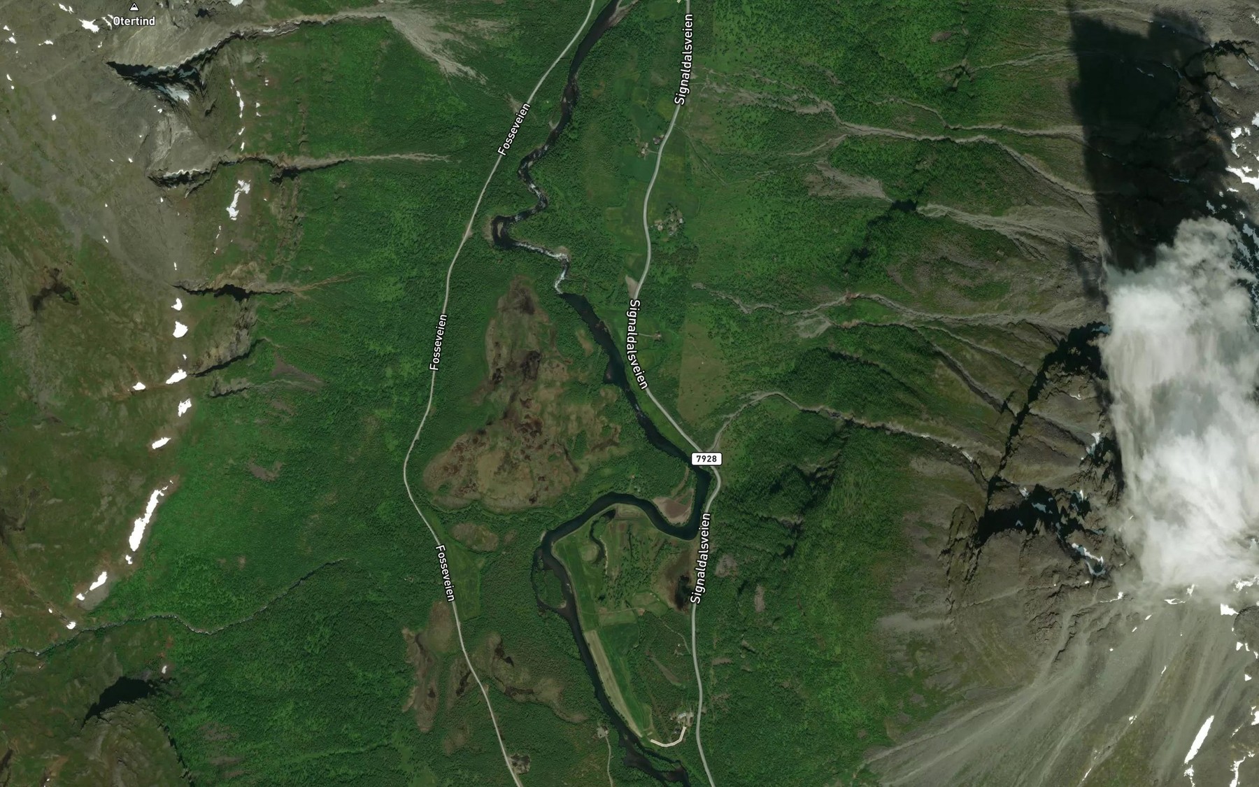 Satellite map of the Lillefossen