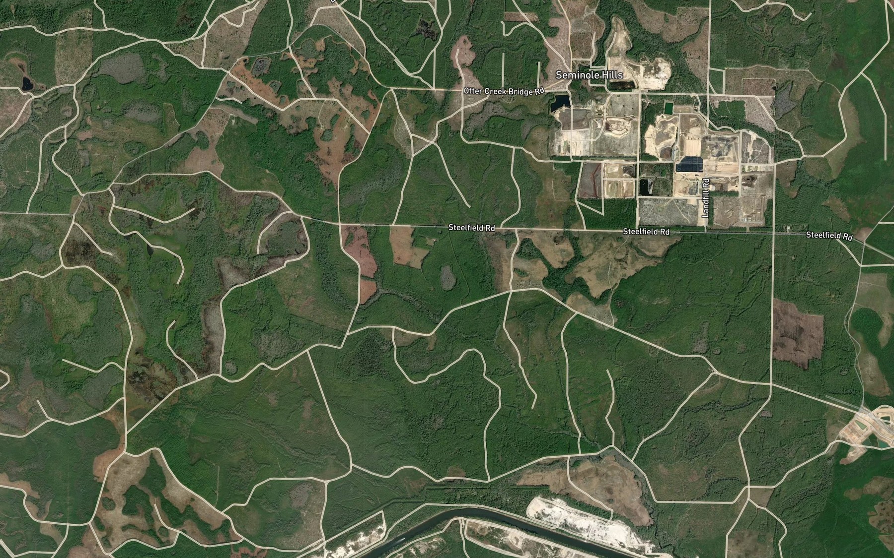 Satellite map of the Kelly Pond