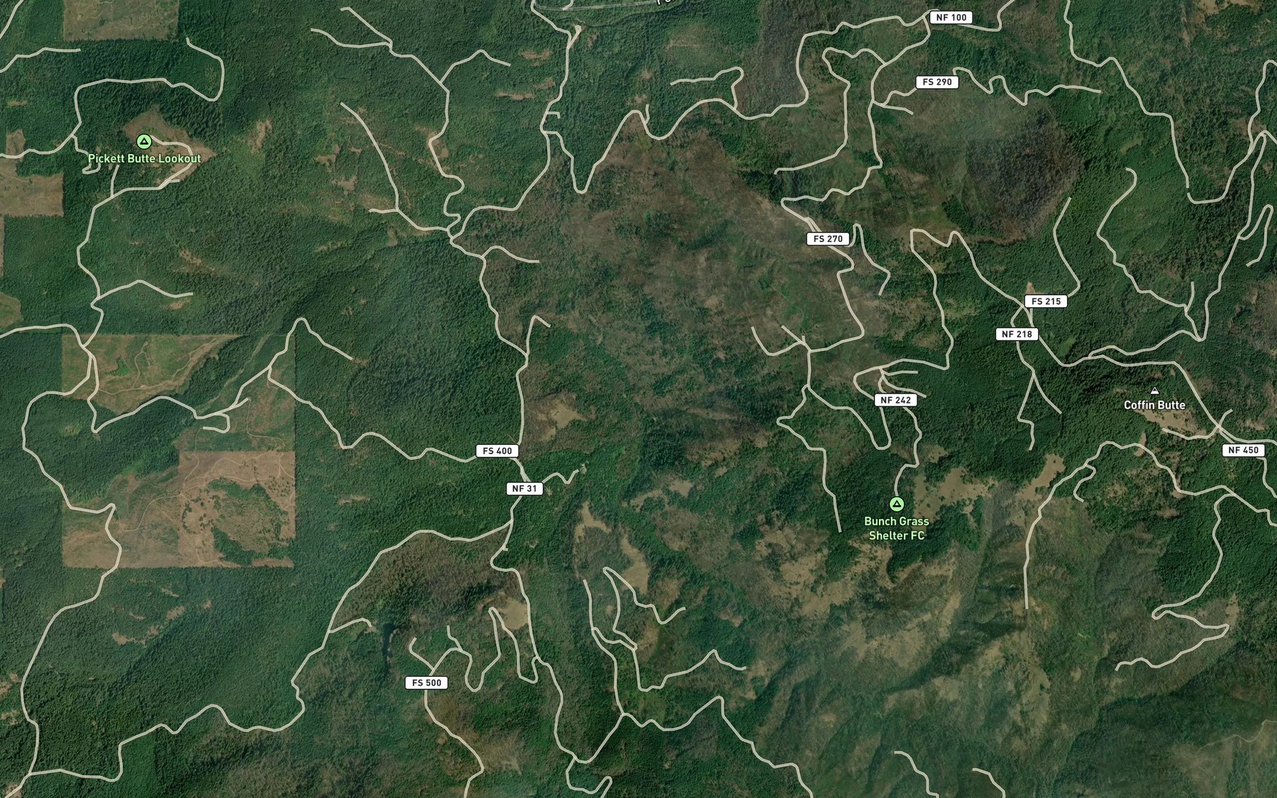 Satellite map of the Burnt Creek