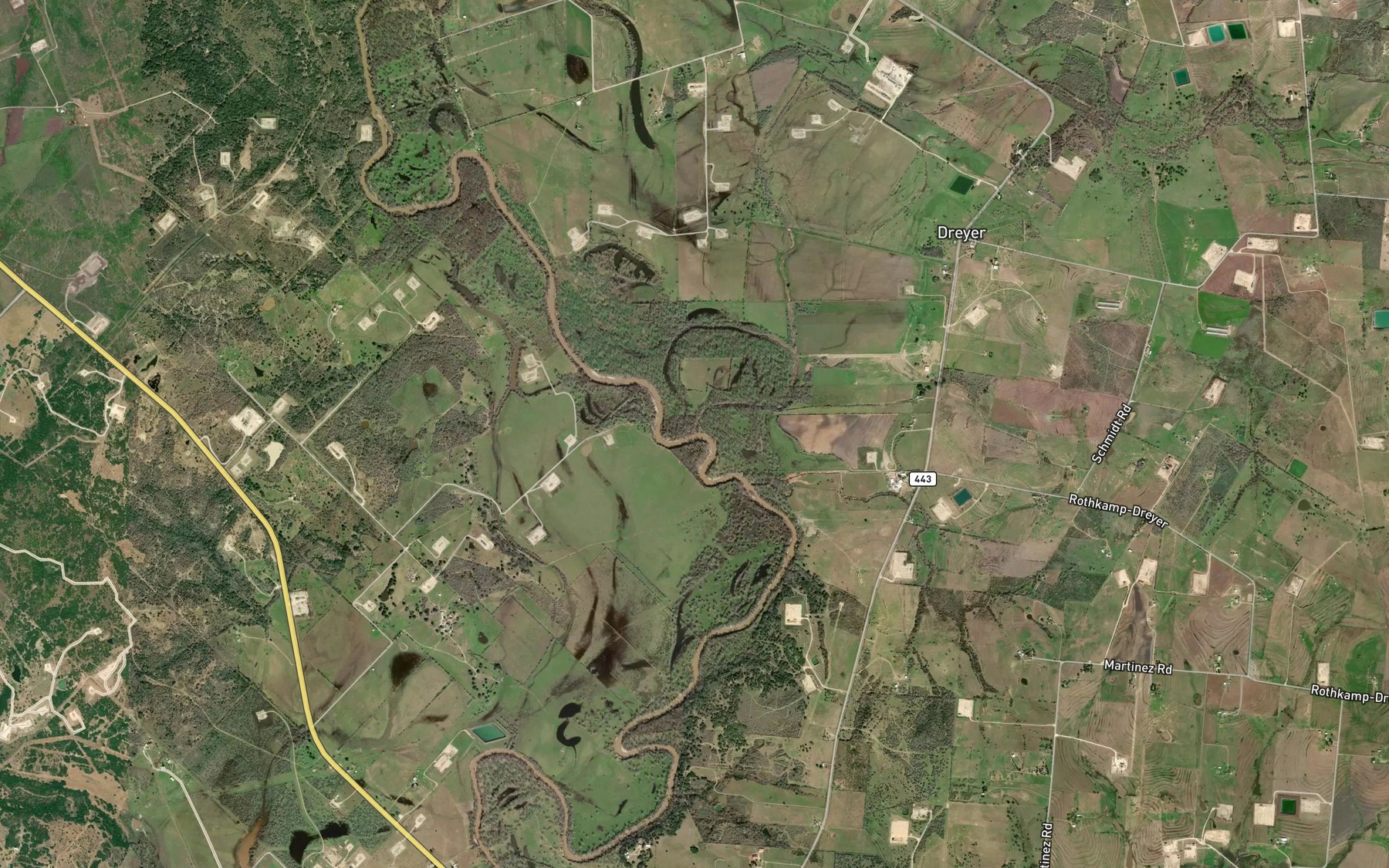 Satellite map of the Boggy Creek