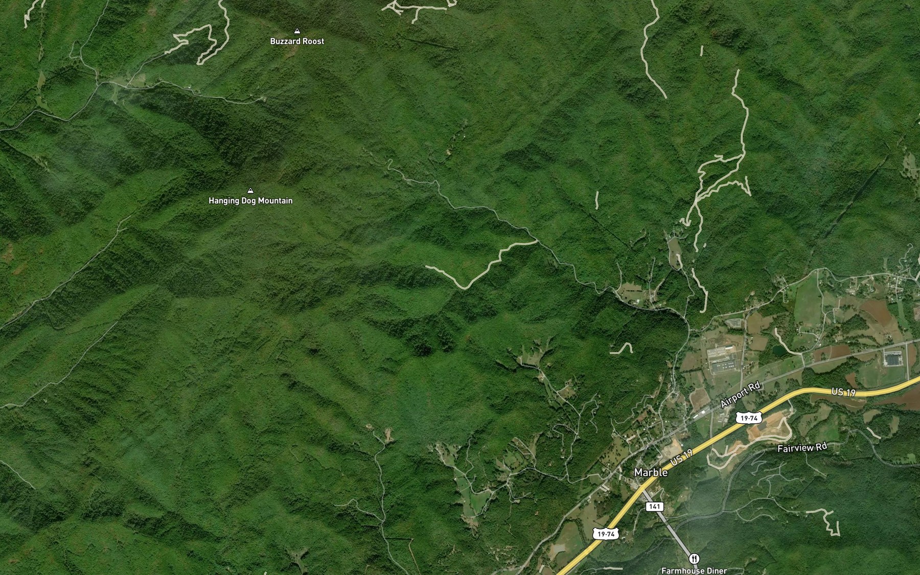 Satellite map of the Moss Branch