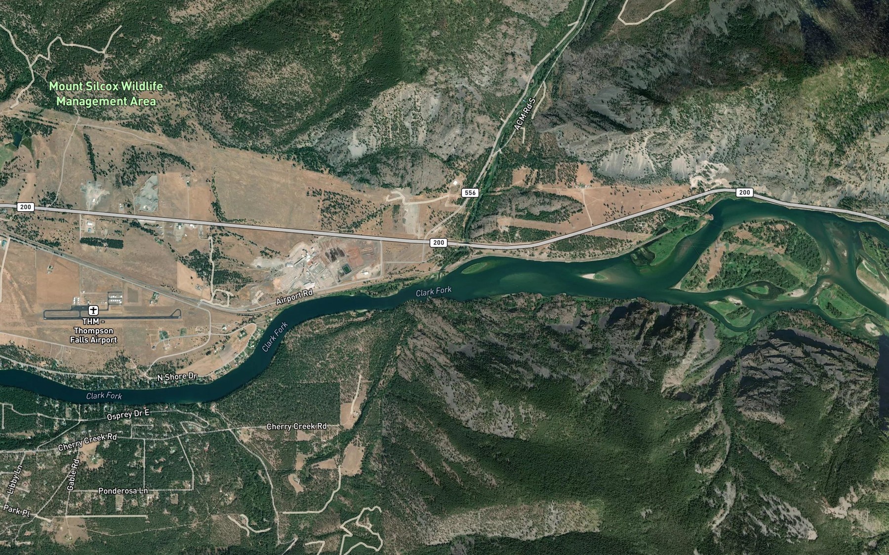 Satellite map of the Thompson River