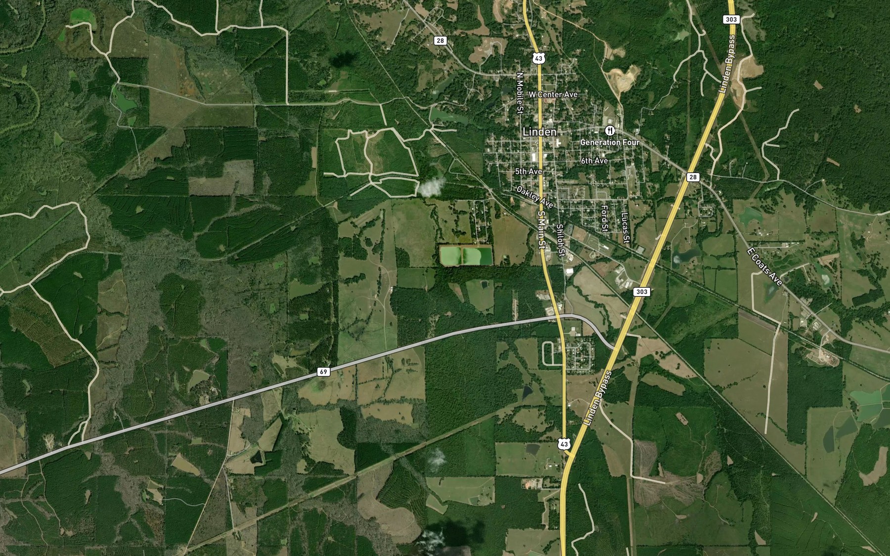 Satellite map of the Springfield Creek