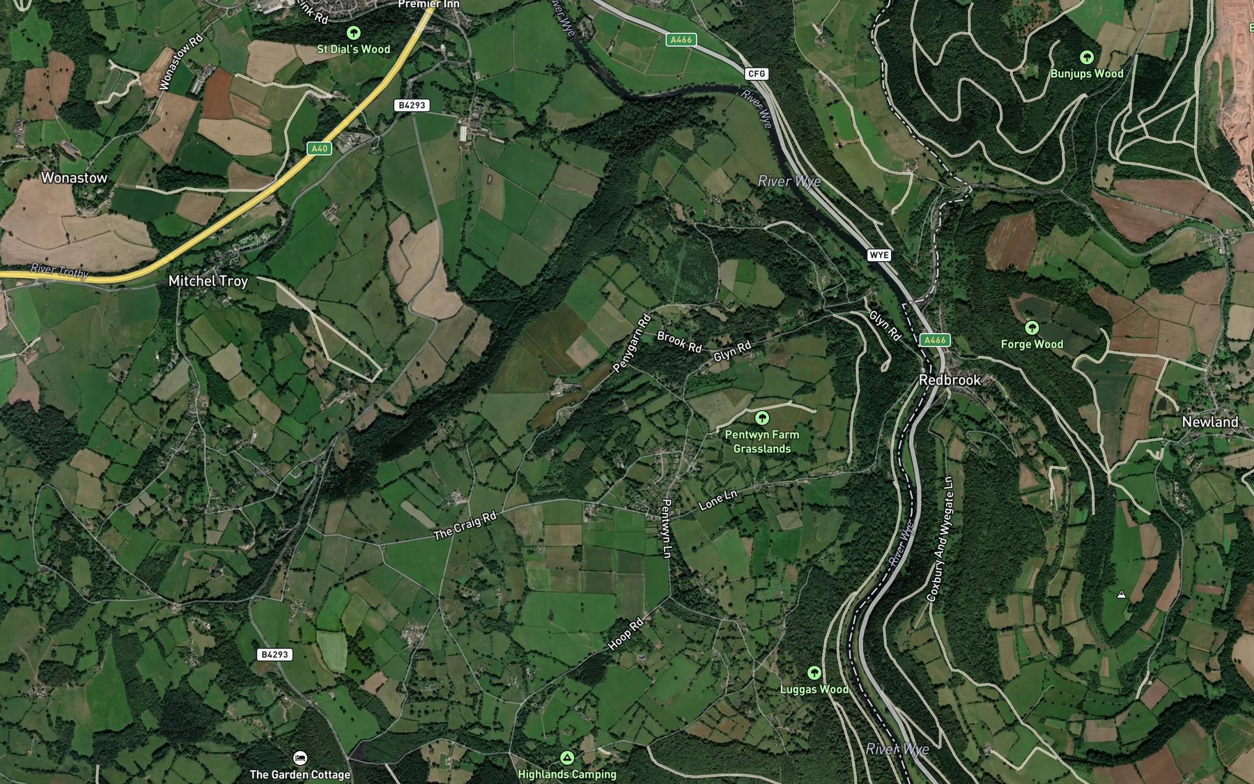 Satellite map of the River Trothy