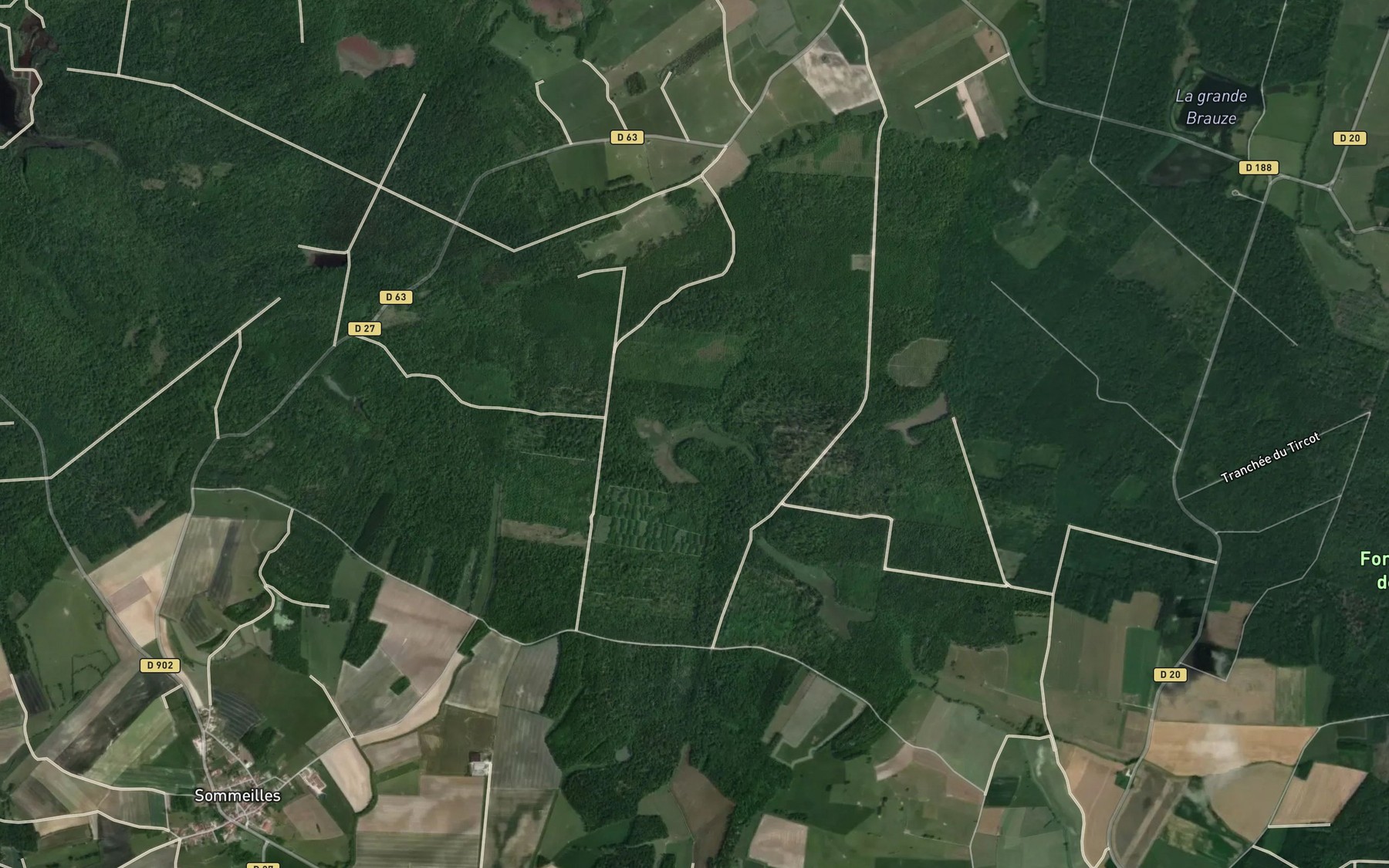 Satellite map of the Etang de Princey
