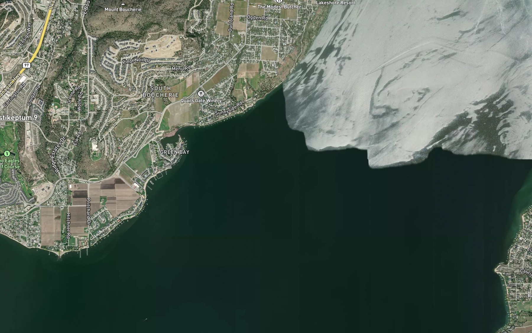 Satellite map of the Bowen Creek