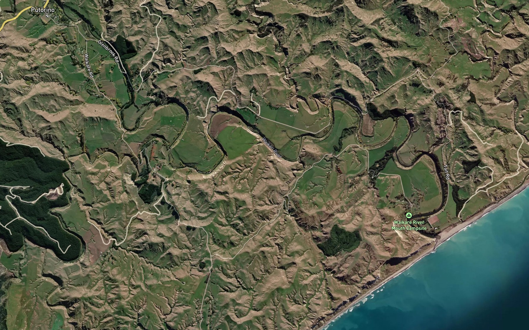 Satellite map of the Pouarua Stream