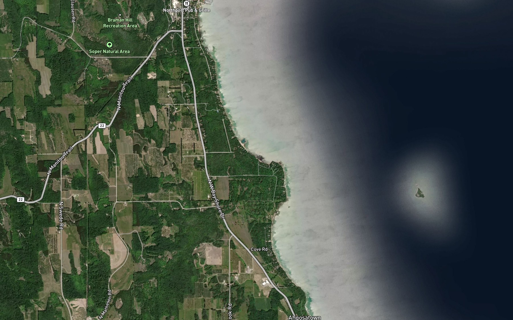 Satellite map of the Ennis Creek