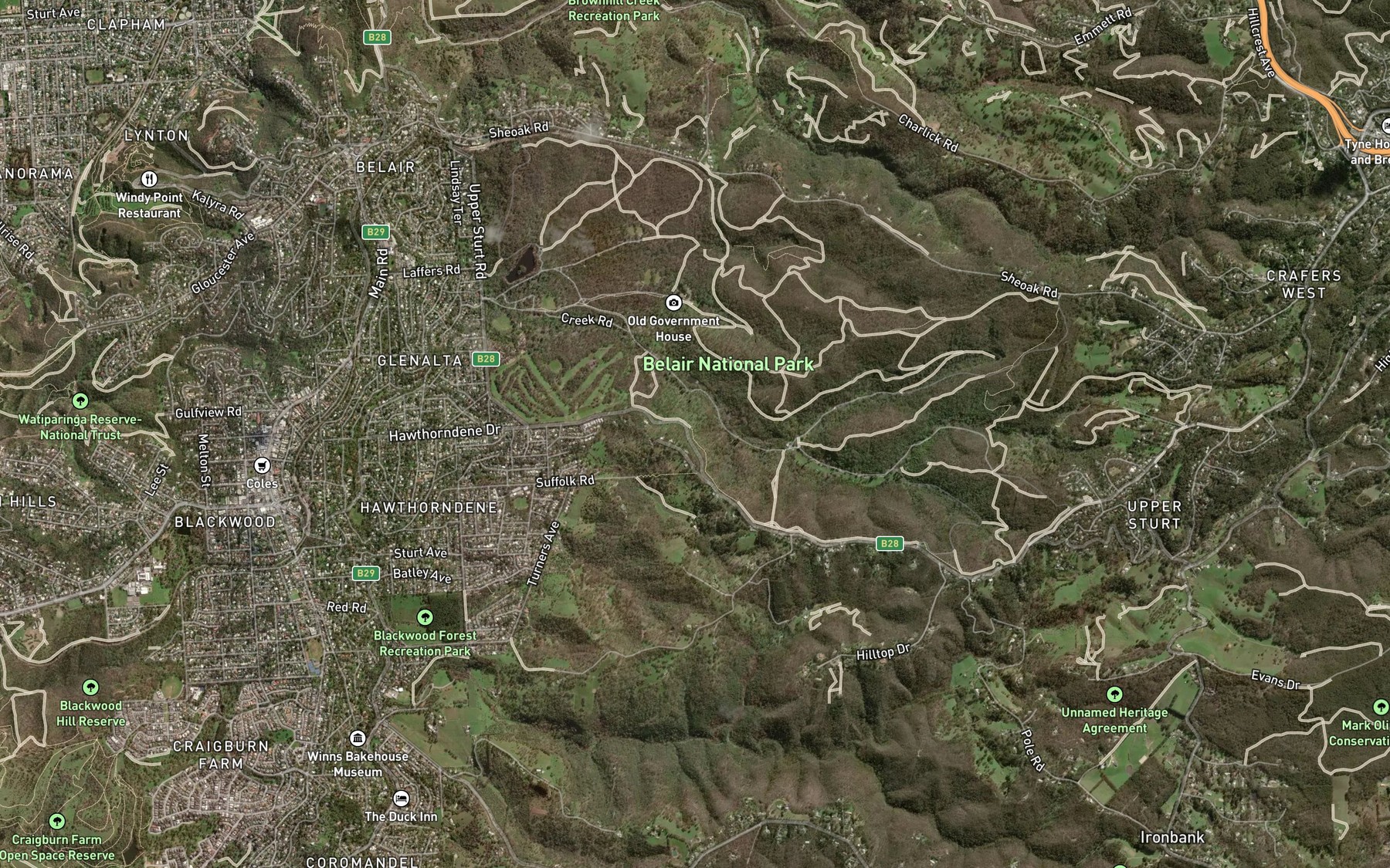 Satellite map of the Tarnma Creek