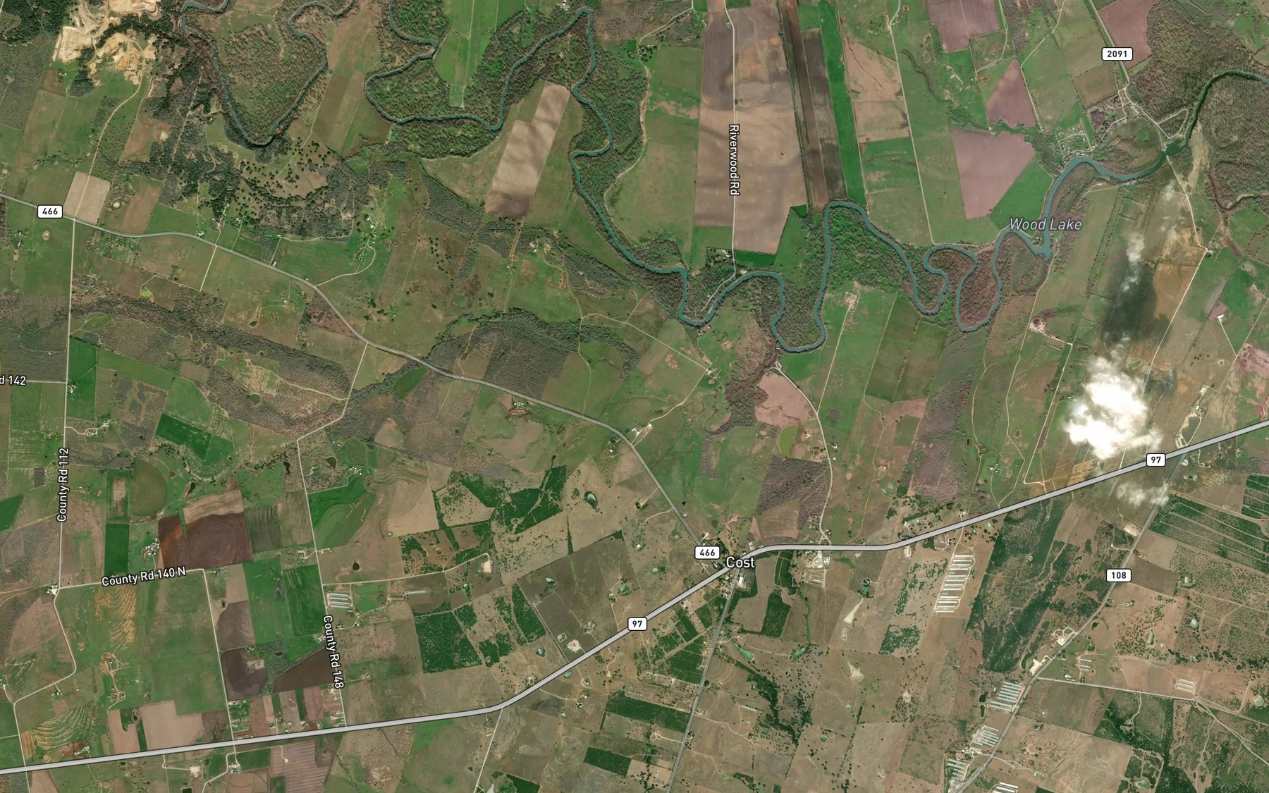 Satellite map of the Williams Creek
