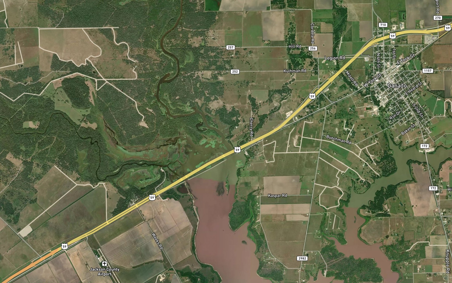 Satellite map of the Sandy Creek