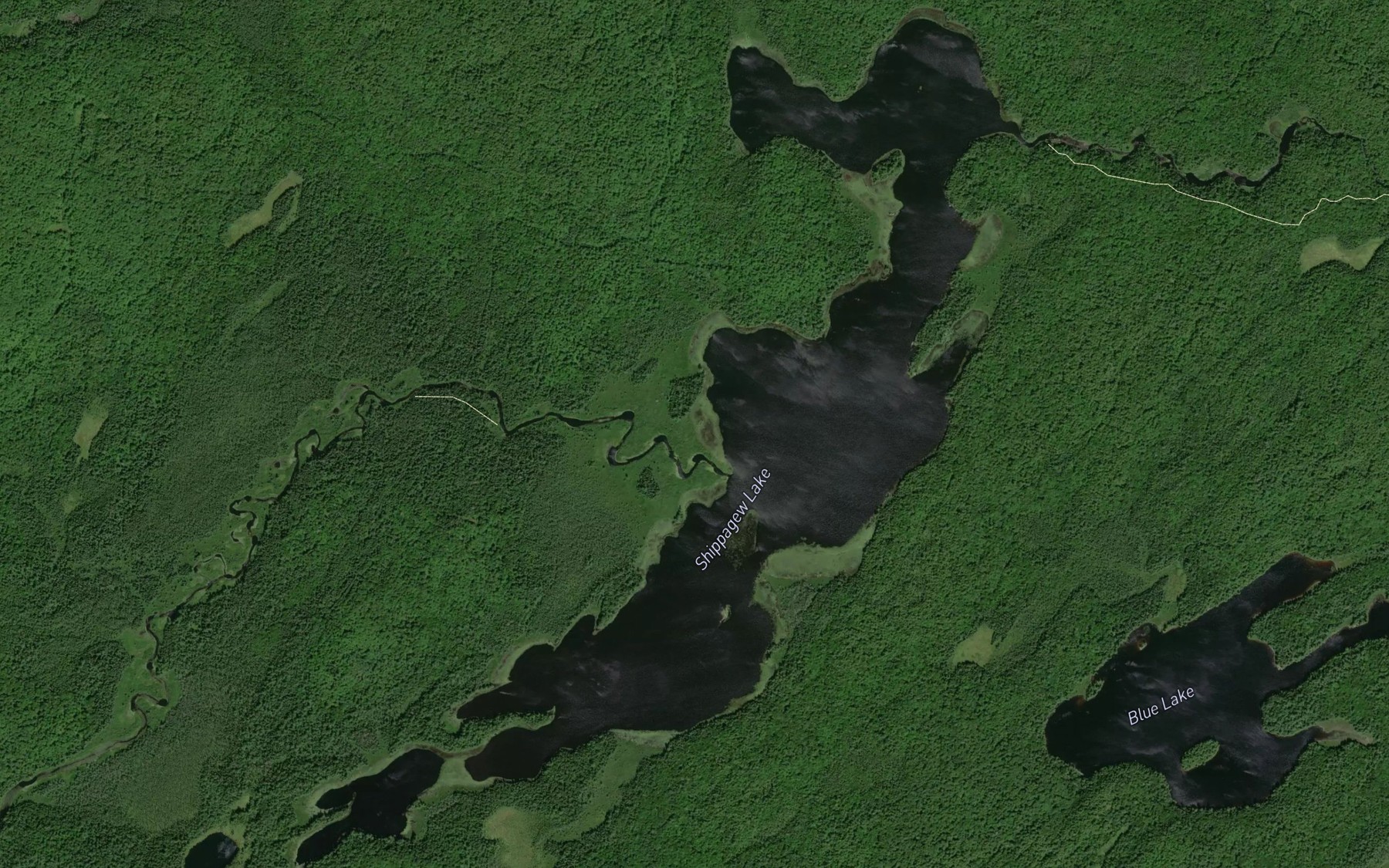 Satellite map of the Shippagew Lake