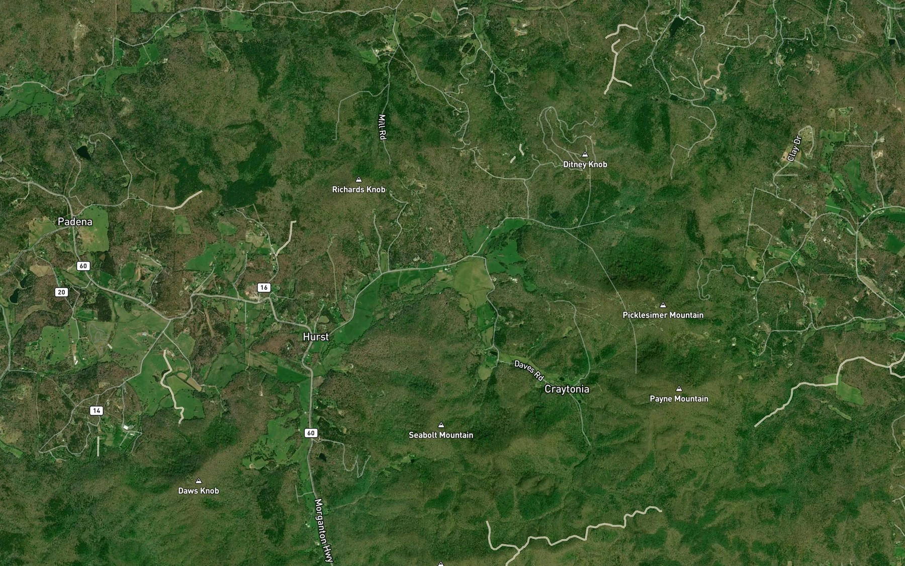 Satellite map of the Seabolt Creek