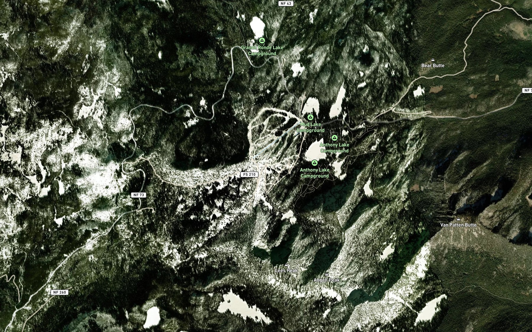 Satellite map of the Tumbledown Spring
