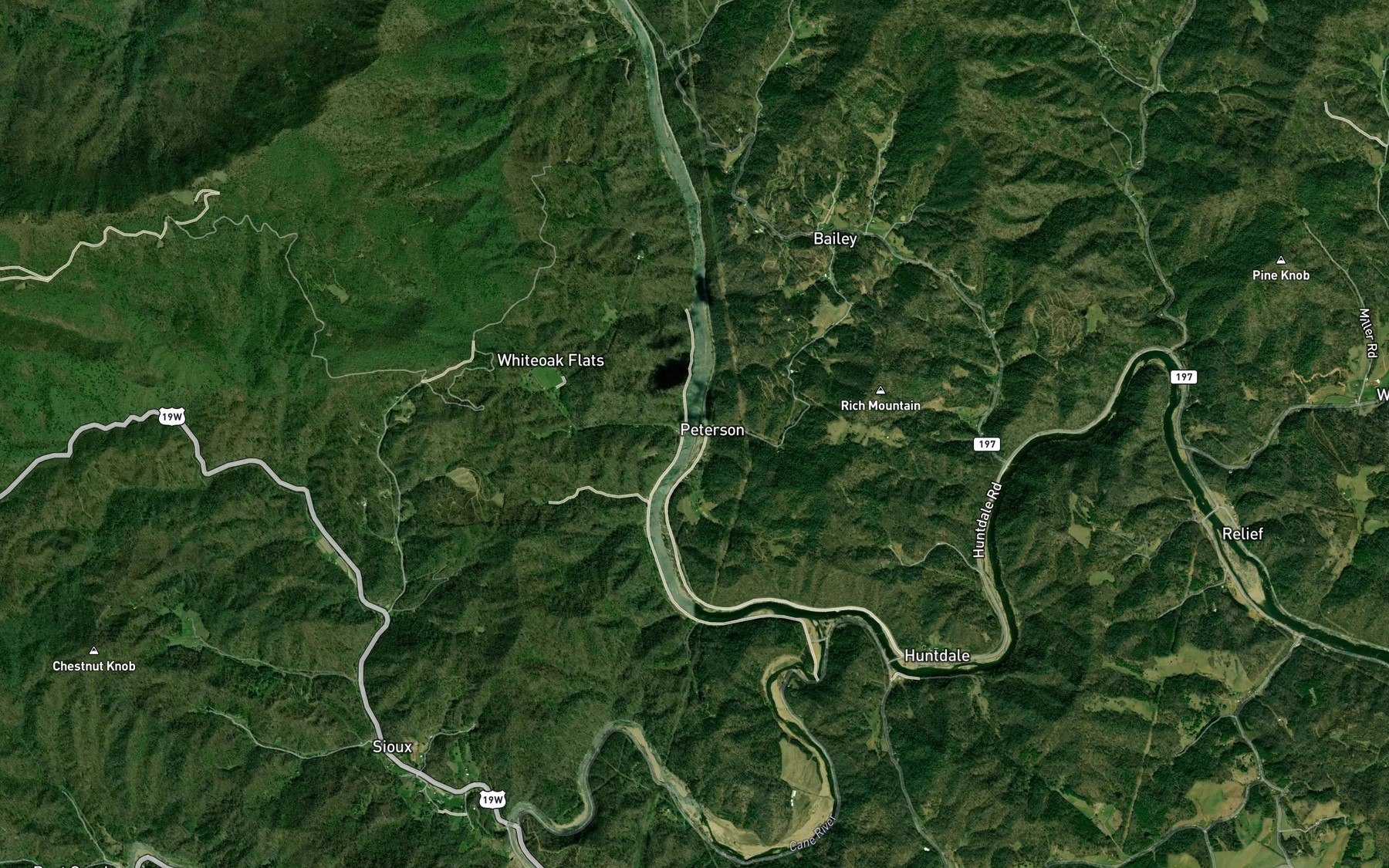 Satellite map of the Whiteoak Creek