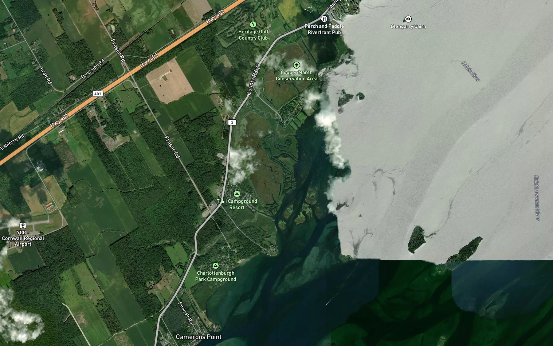 Satellite map of the Donald McLennan Drain
