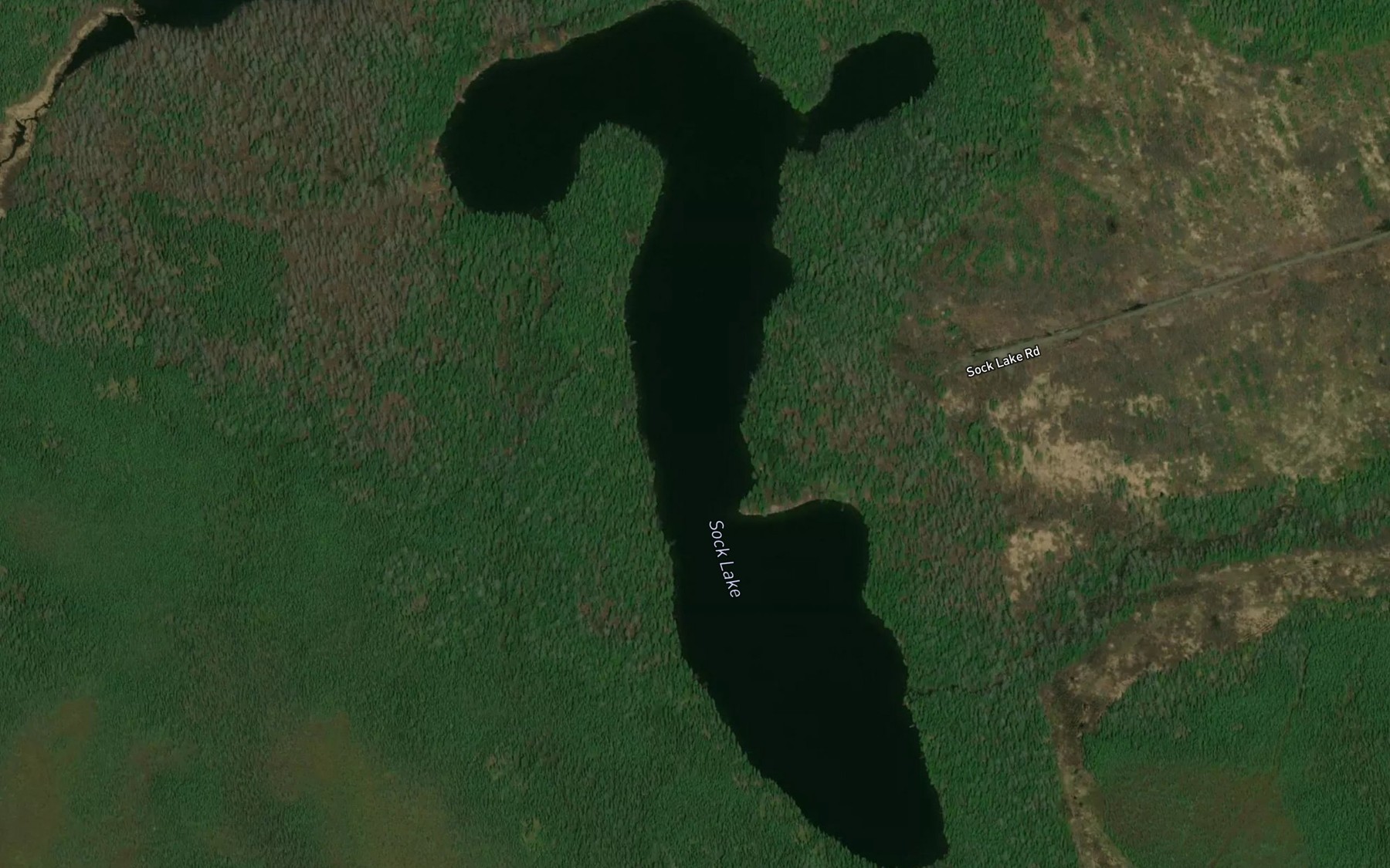 Satellite map of the Sock Lake