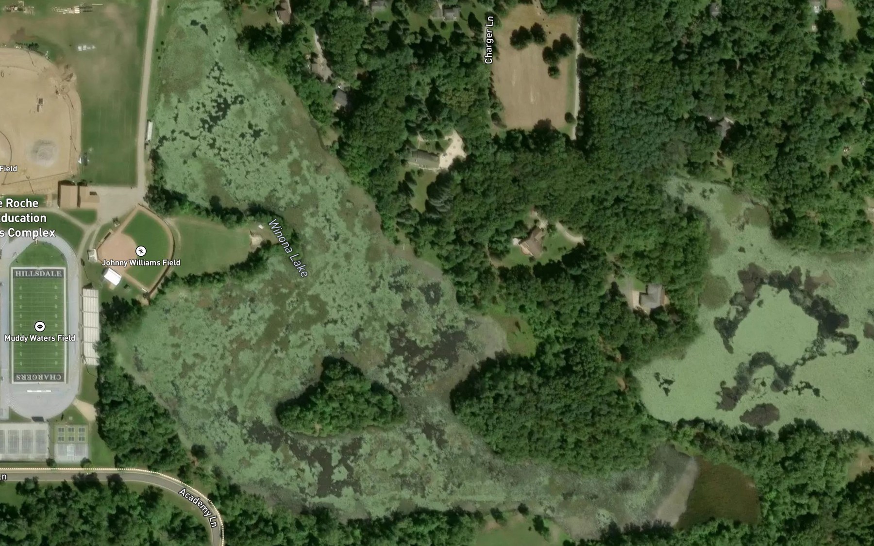 Satellite map of the Winona Lake