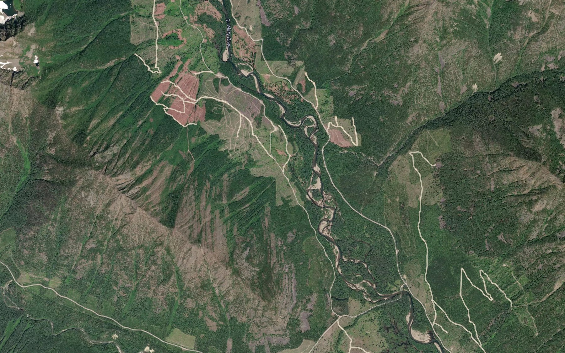 Satellite map of the Pyramid Creek