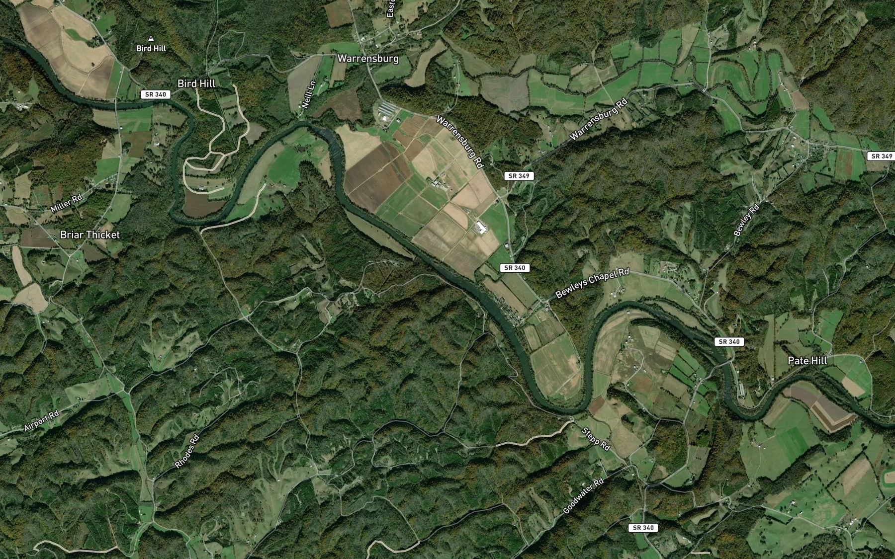 Satellite map of the Stillhouse Branch