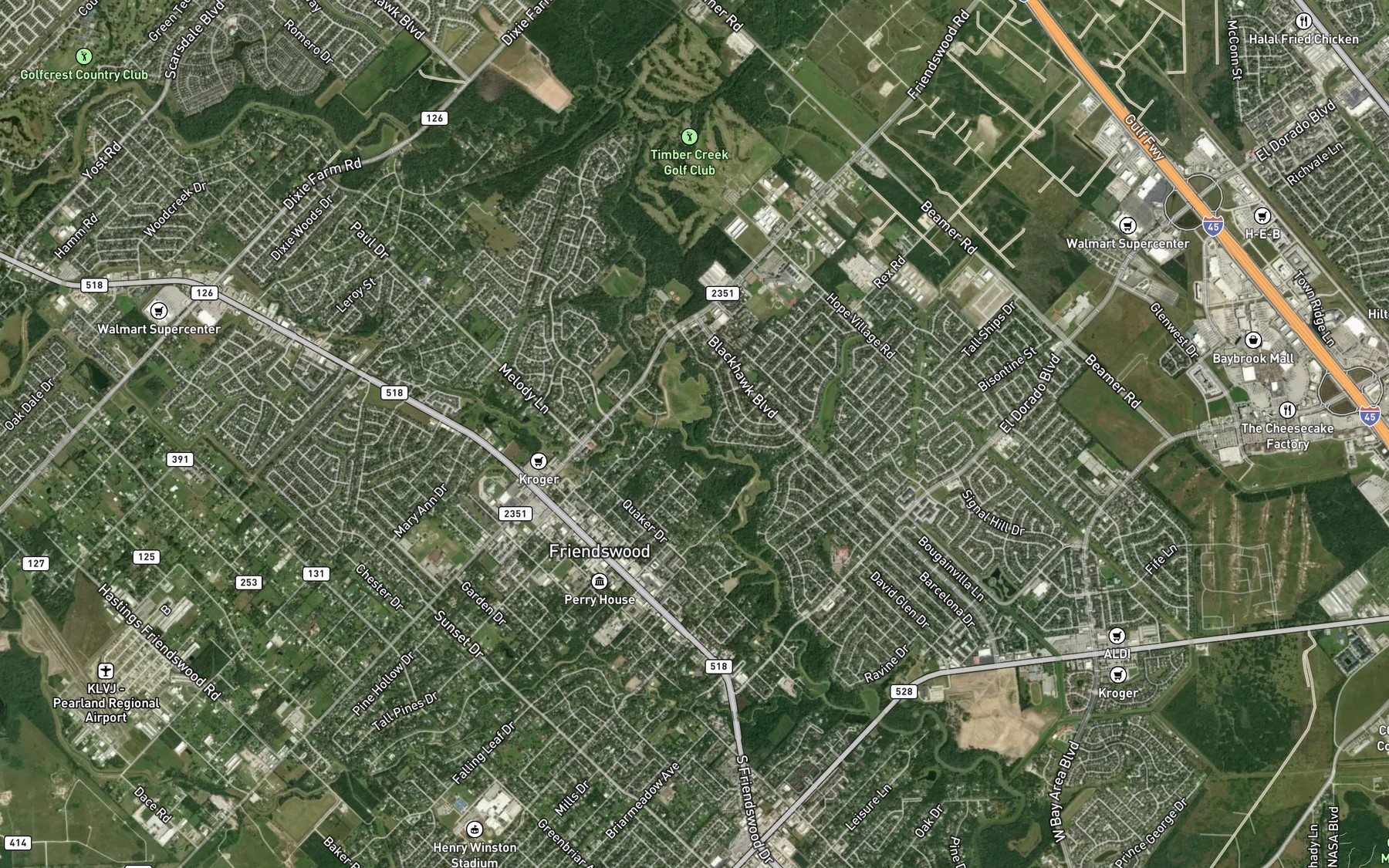 Satellite map of the Marys Creek